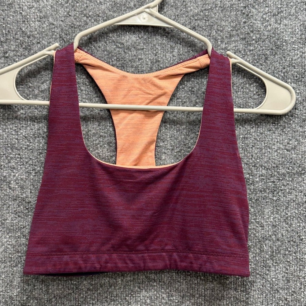 Outdoor Voices Womens Space Dye Racerback Sports Bra Burgundy Peach Size Small